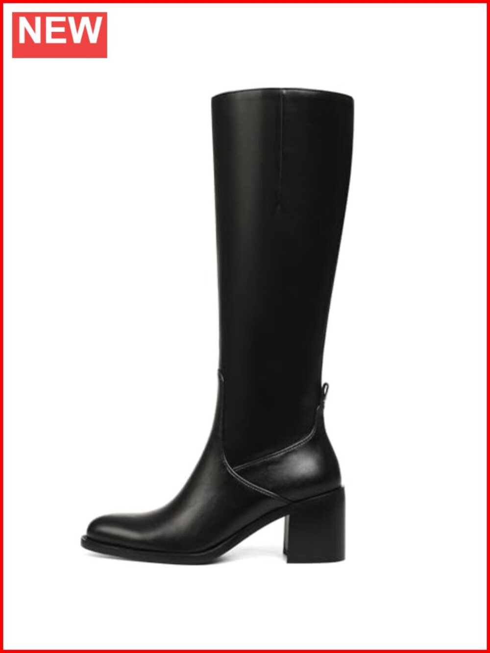 Knee High Boots Chunky Heel Round Toe Side Zip Women's
